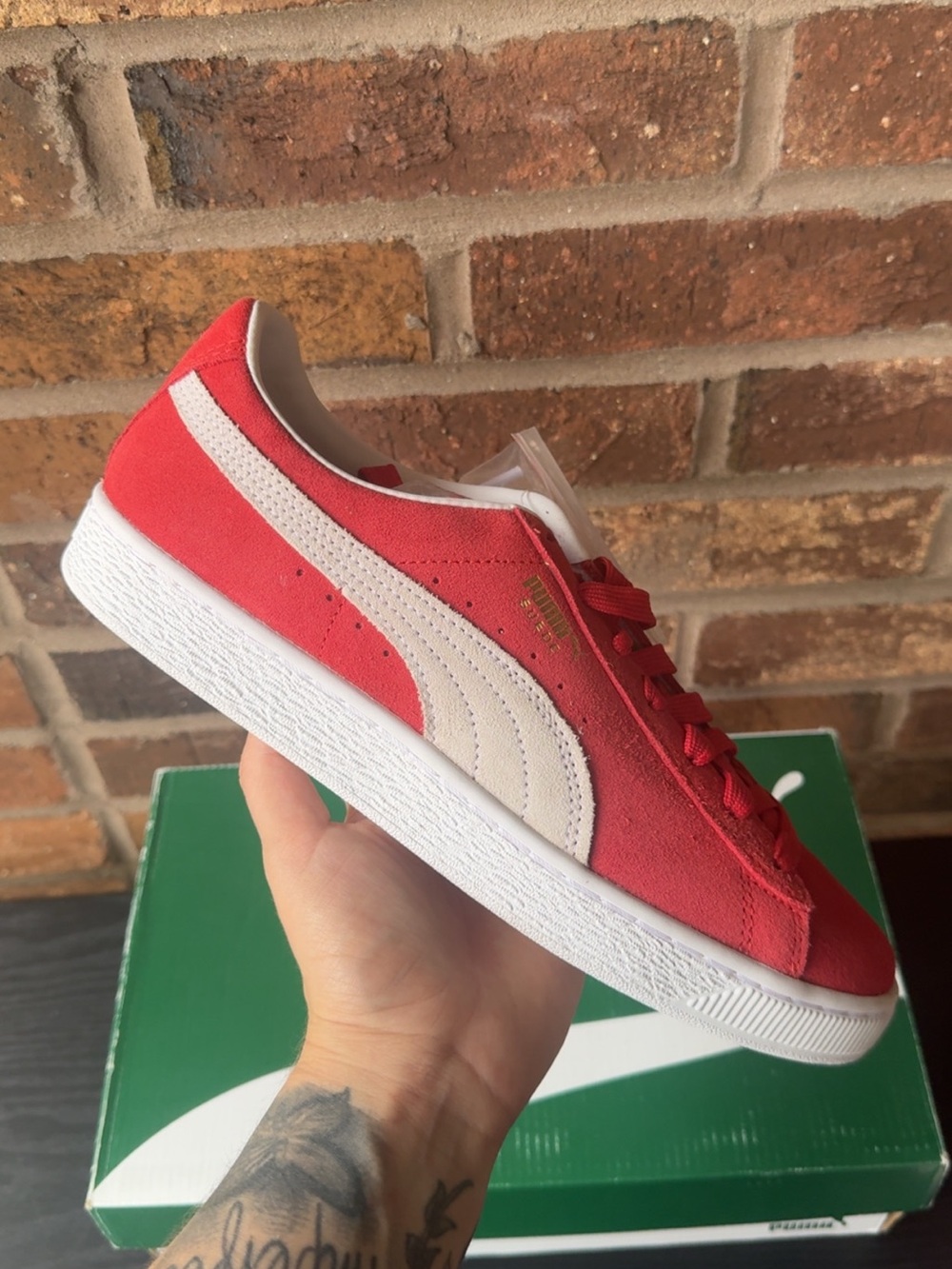 Puma Red Suede Suede Classic Low-Top Sneakers with White Formstrip. NO BOX. - Picture 2 of 3